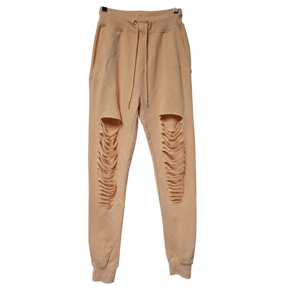 Misquided Light Pink Distressed Jogger Sweatpants‎ Women's 2 Athleisure Gorpcore - Picture 1 of 8